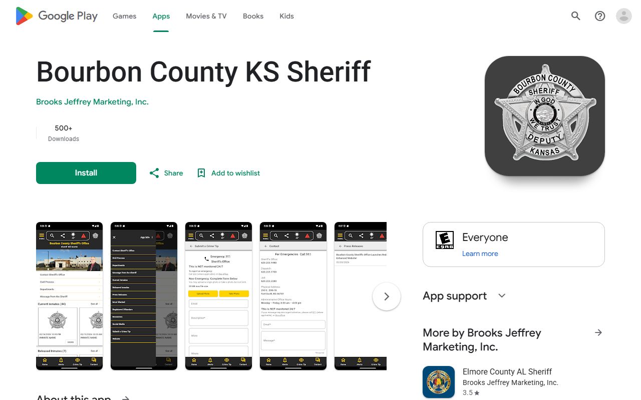 Bourbon County jail mugshots sheriff app listing