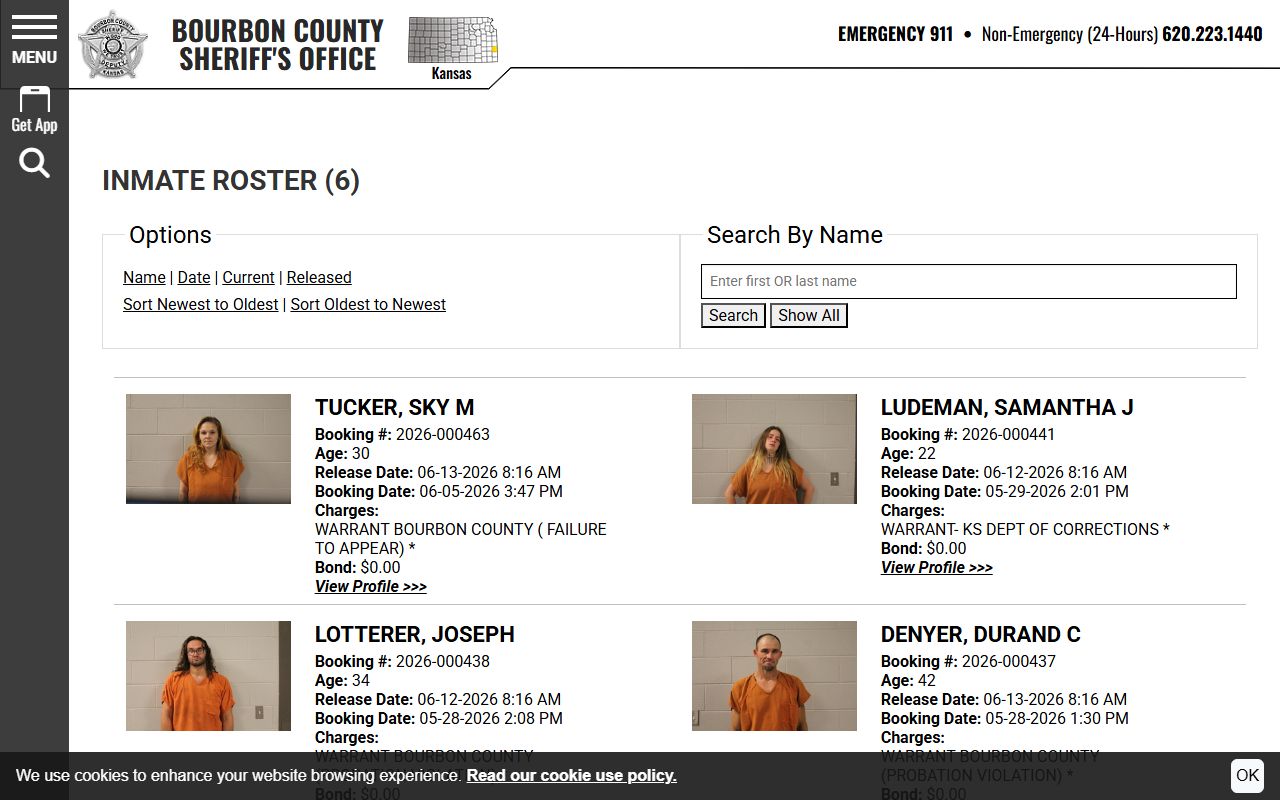 Bourbon County jail mugshots 48-hour release roster