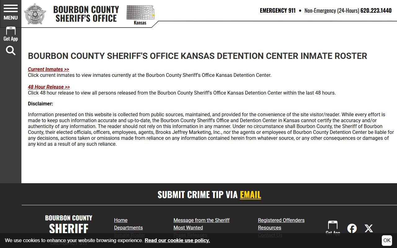 Bourbon County inmate records roster gateway